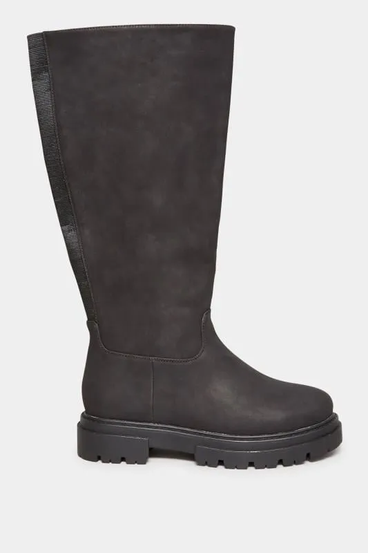 LIMITED COLLECTION - Bottes Noires Chunky Pieds Larges E & Extra Larges EEE