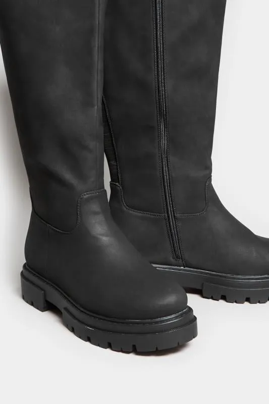 LIMITED COLLECTION - Bottes Noires Chunky Pieds Larges E & Extra Larges EEE