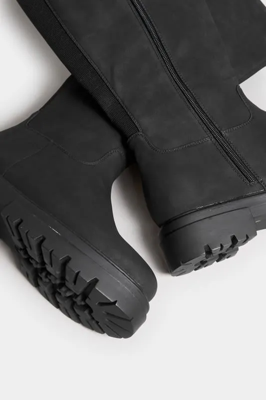 LIMITED COLLECTION - Bottes Noires Chunky Pieds Larges E & Extra Larges EEE