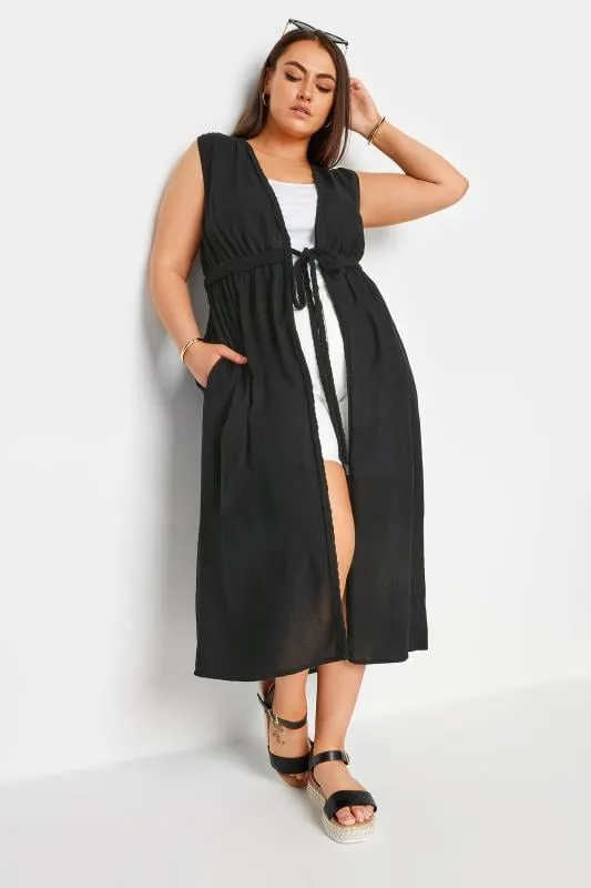 LIMITED COLLECTION - Kimono Maxi Noir en Lin