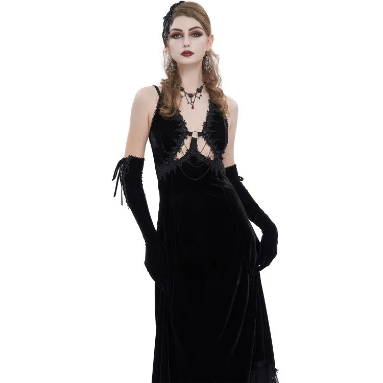 Longue Robe 'Alicia' en Velours Noir