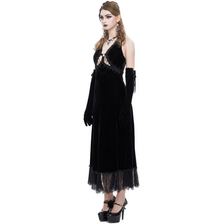 Longue Robe 'Alicia' en Velours Noir