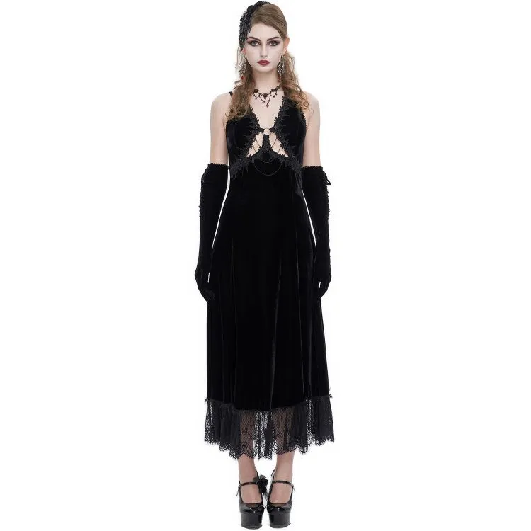 Longue Robe 'Alicia' en Velours Noir