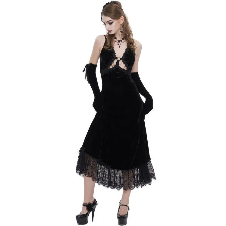 Longue Robe 'Alicia' en Velours Noir