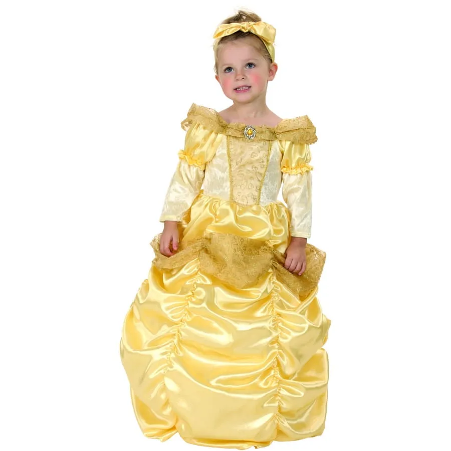 Longue robe bouffante dorée de petite princesse