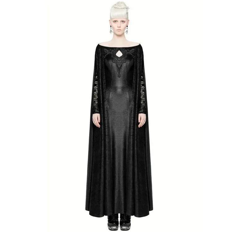 Longue Robe Cape Gothique 'Nightspell' Noire