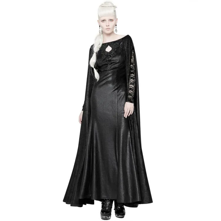 Longue Robe Cape Gothique 'Nightspell' Noire