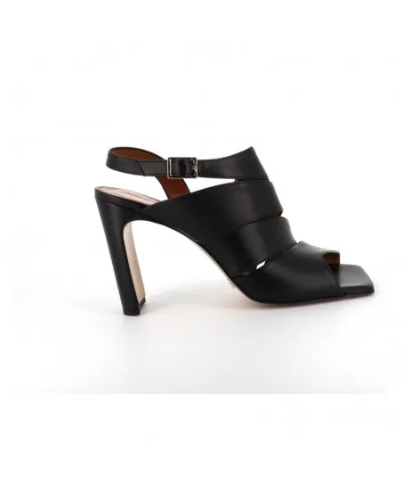 MINA SANDALE A TALON CUIR NOIR