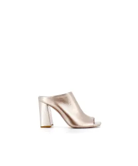 MULE LINDA CUIR LAMINE PLATINE