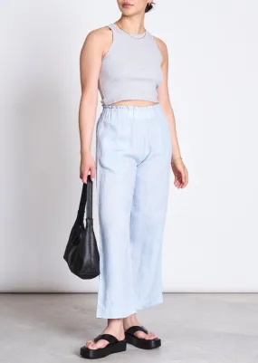 Pantalon ample en lin | bleu "beveren sky blue" femme - Jan'n June