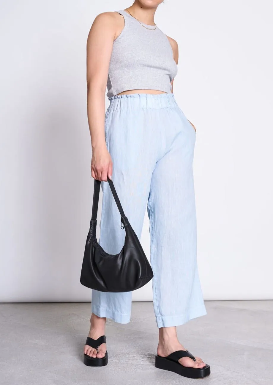 Pantalon ample en lin | bleu "beveren sky blue" femme - Jan'n June