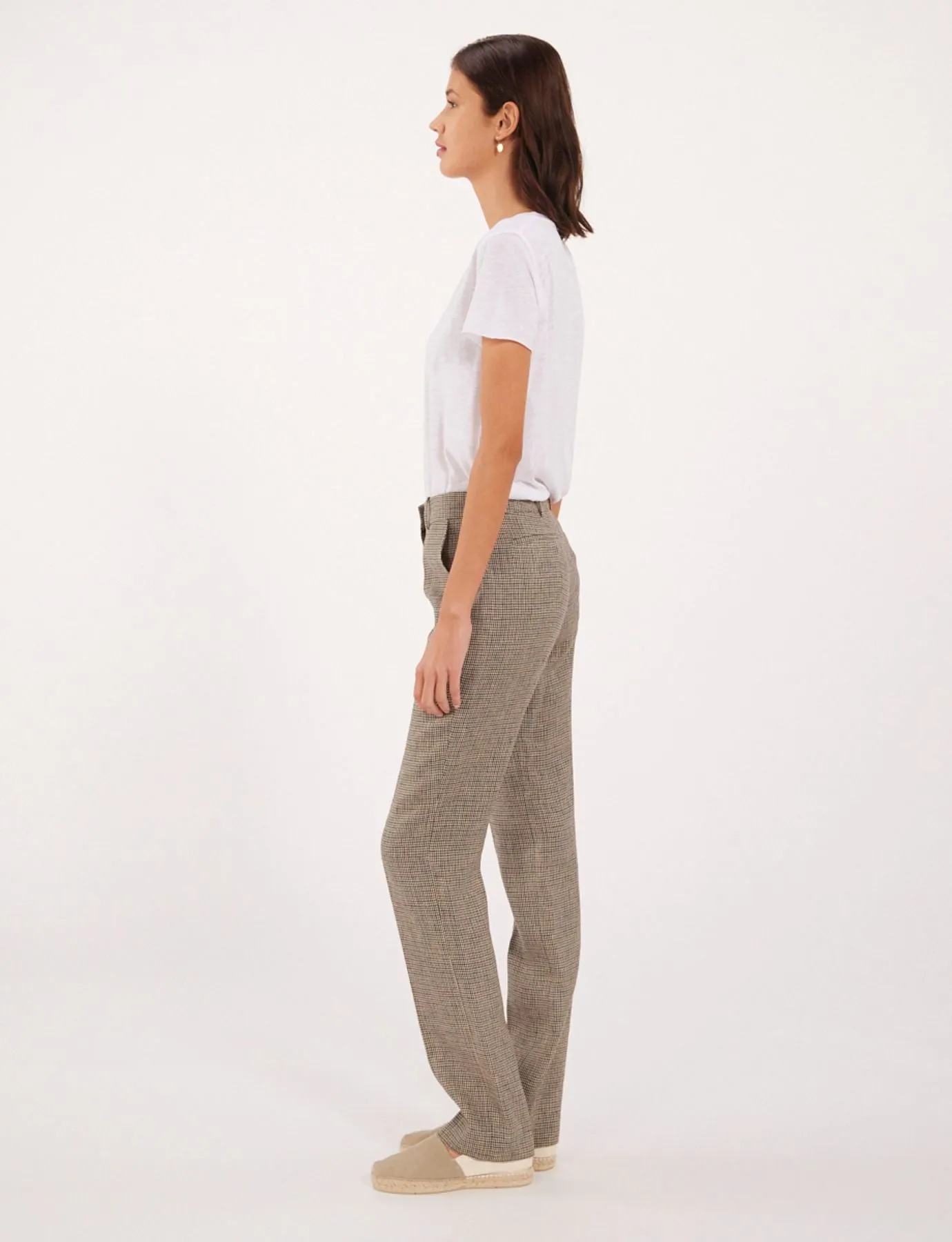 Pantalon Anatole lin micro pied-de-poule