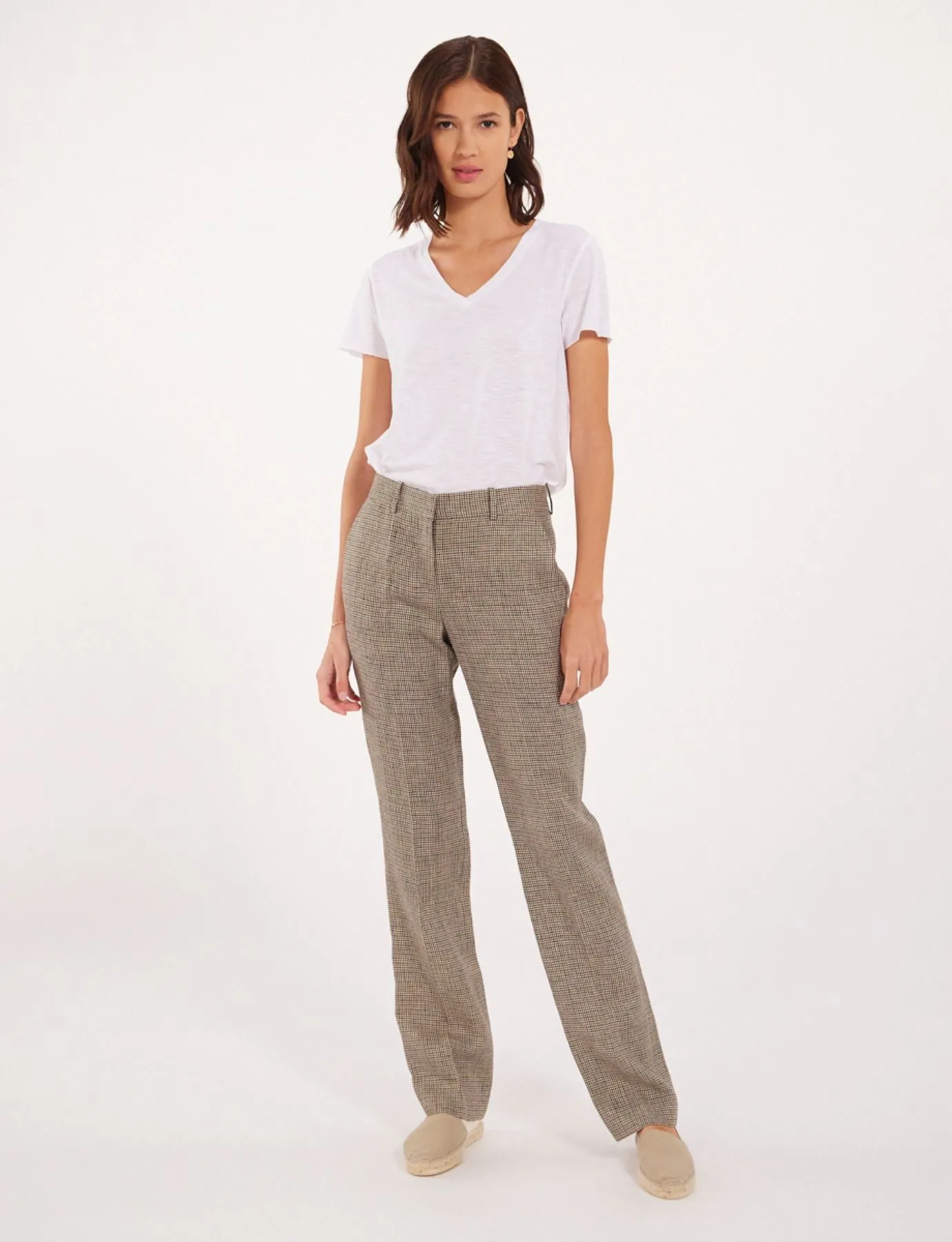 Pantalon Anatole lin micro pied-de-poule