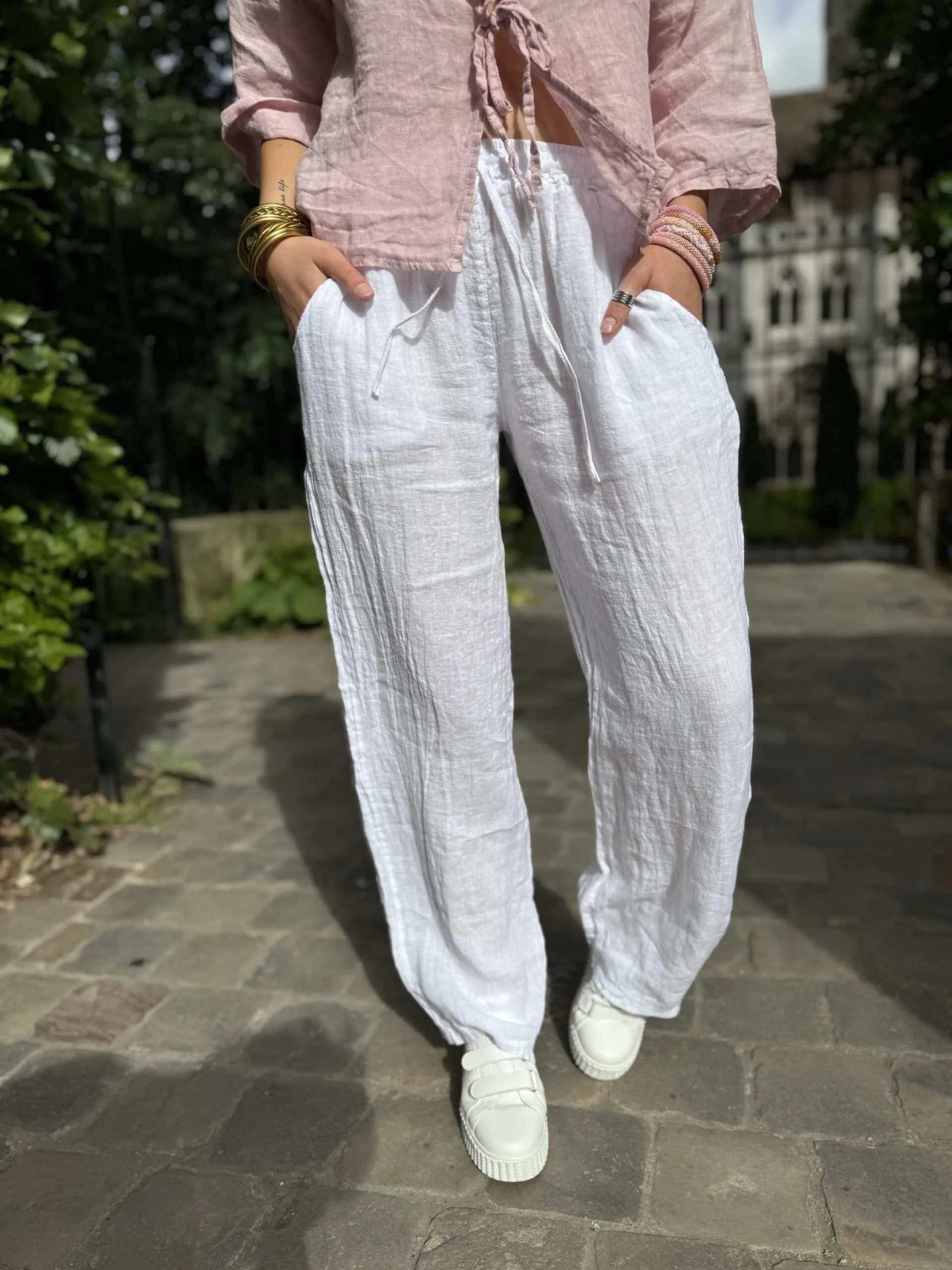 Pantalon blanc en lin | Concept Store En Ligne | Jade & Lisa