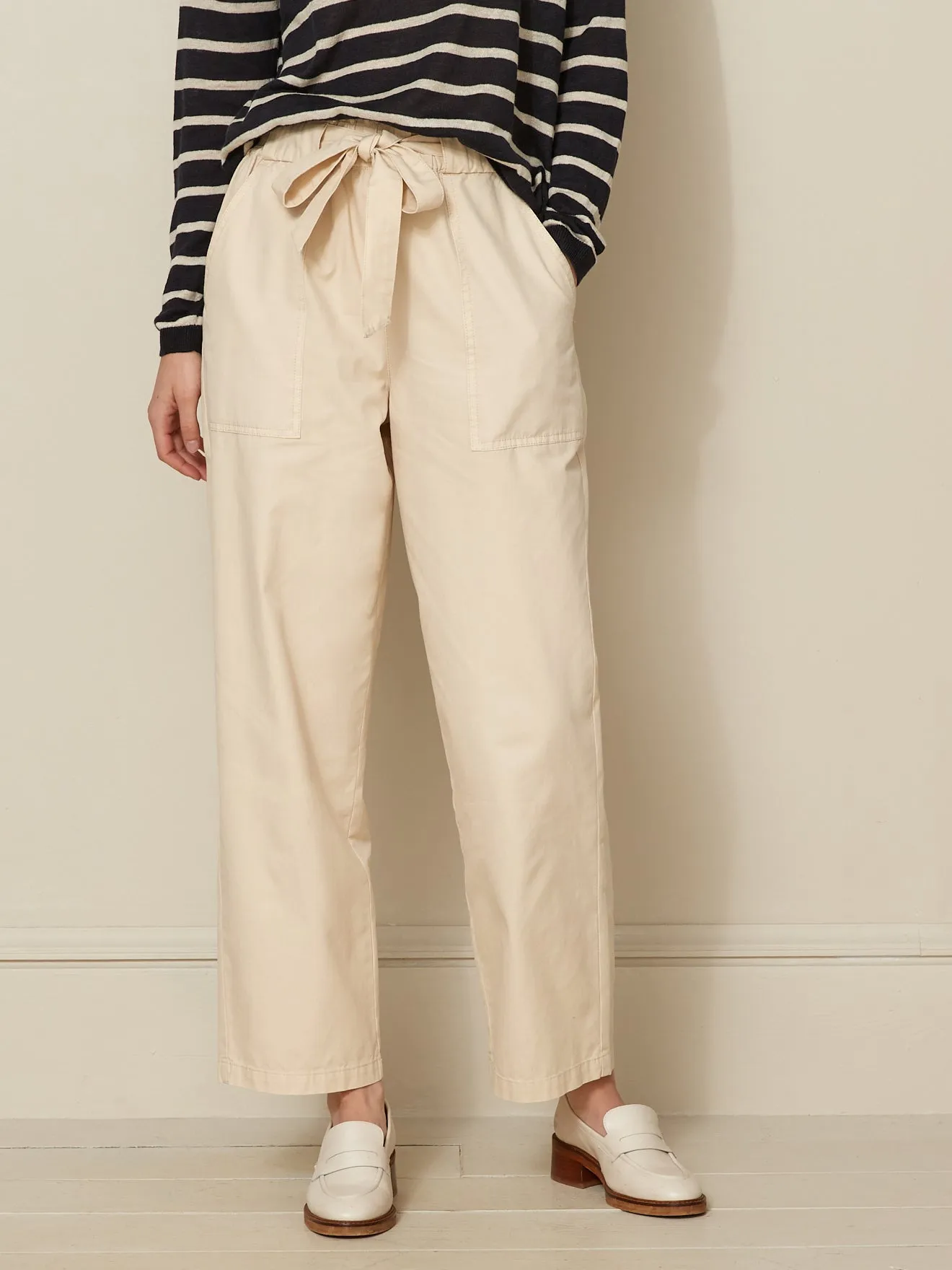 Pantalon cargo ceinturé coton et lin femme Marie