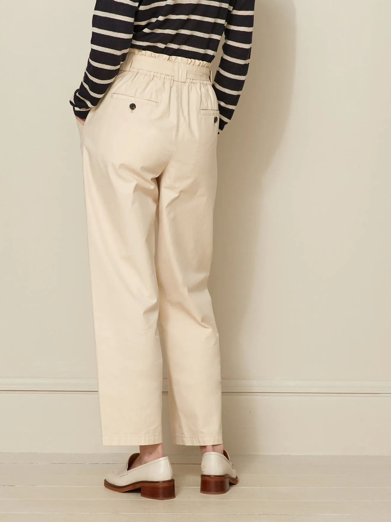 Pantalon cargo ceinturé coton et lin femme Marie