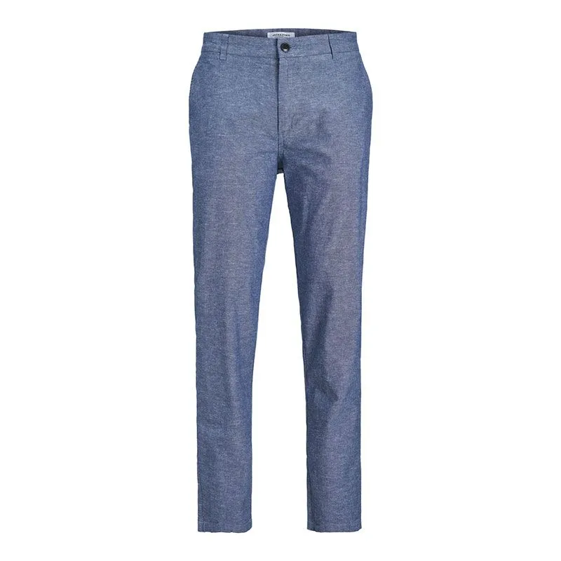 Pantalon carotte en coton et lin Homme JACK & JONES à prix dégriffé ! 