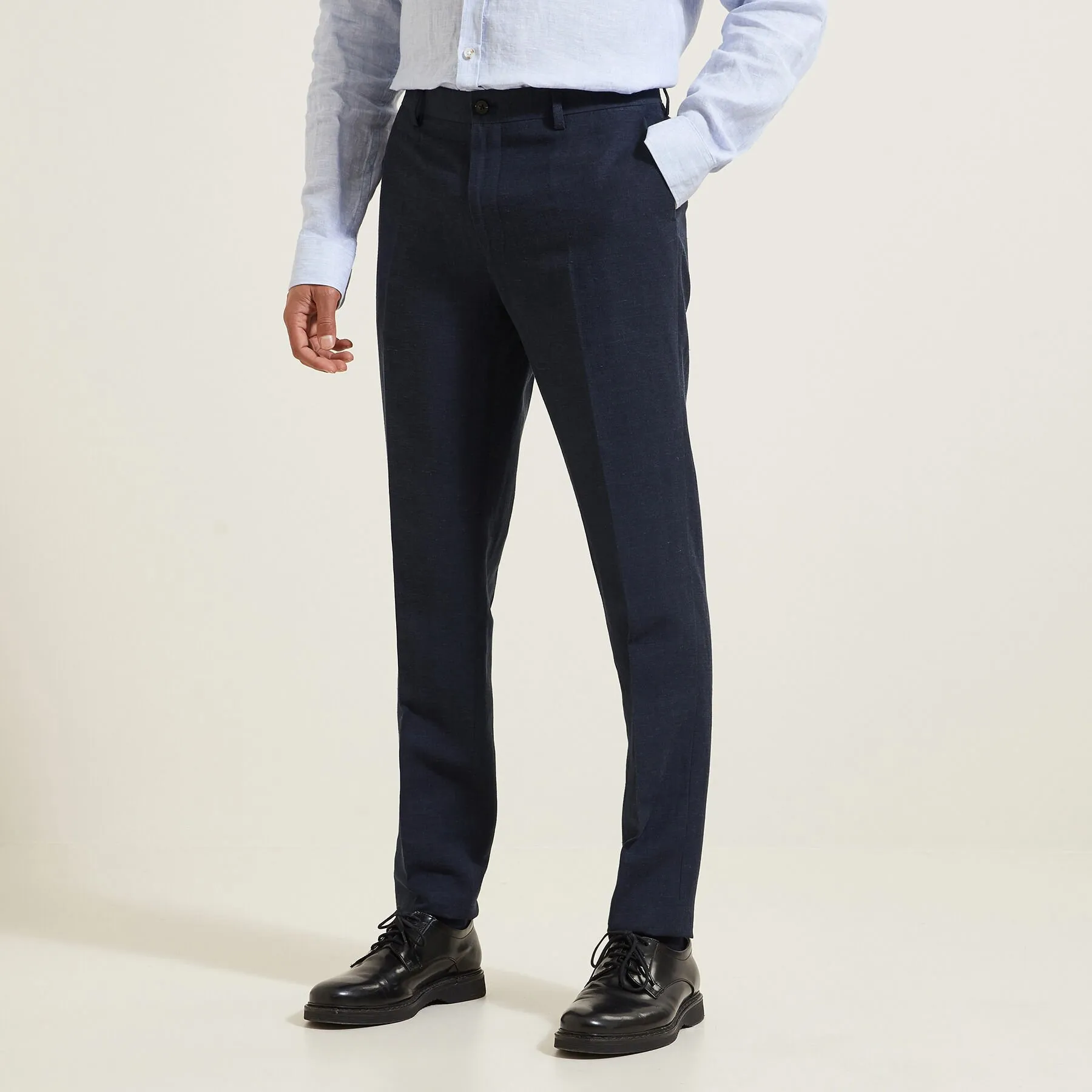 Pantalon de costume contenant du lin slim Bleu foncé | Jules