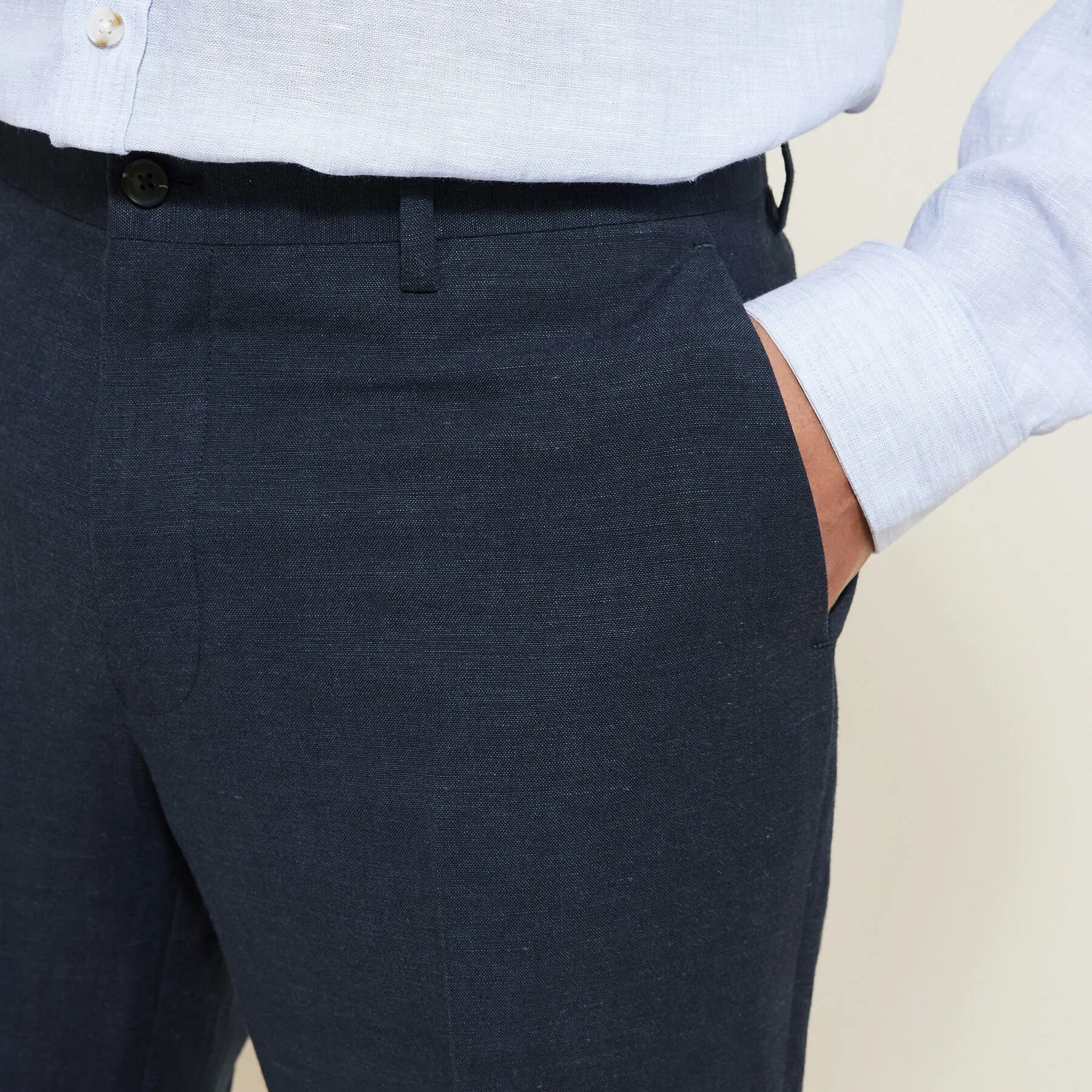 Pantalon de costume contenant du lin slim Bleu foncé | Jules