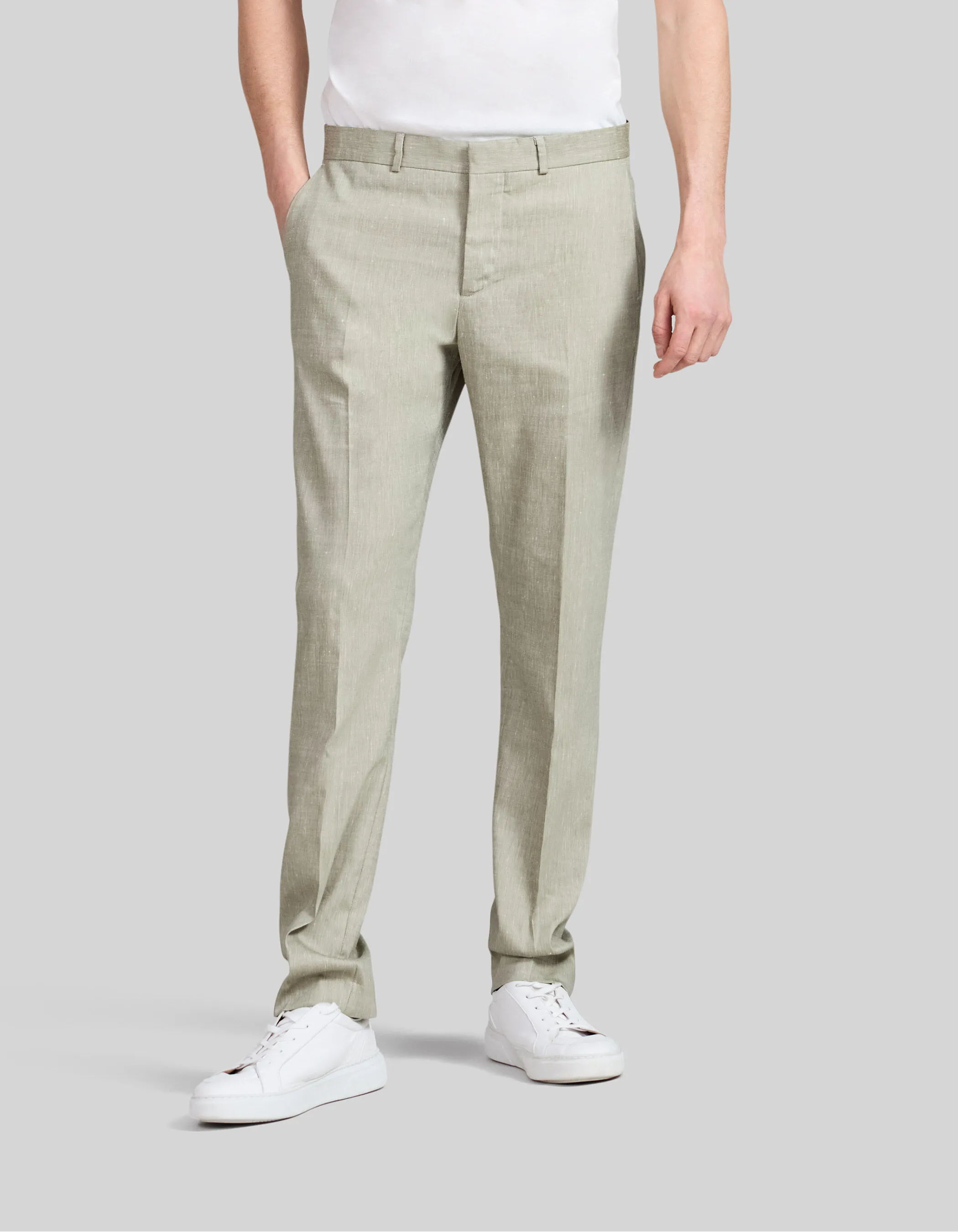 Pantalon de costume pistache lin mélangé Homme