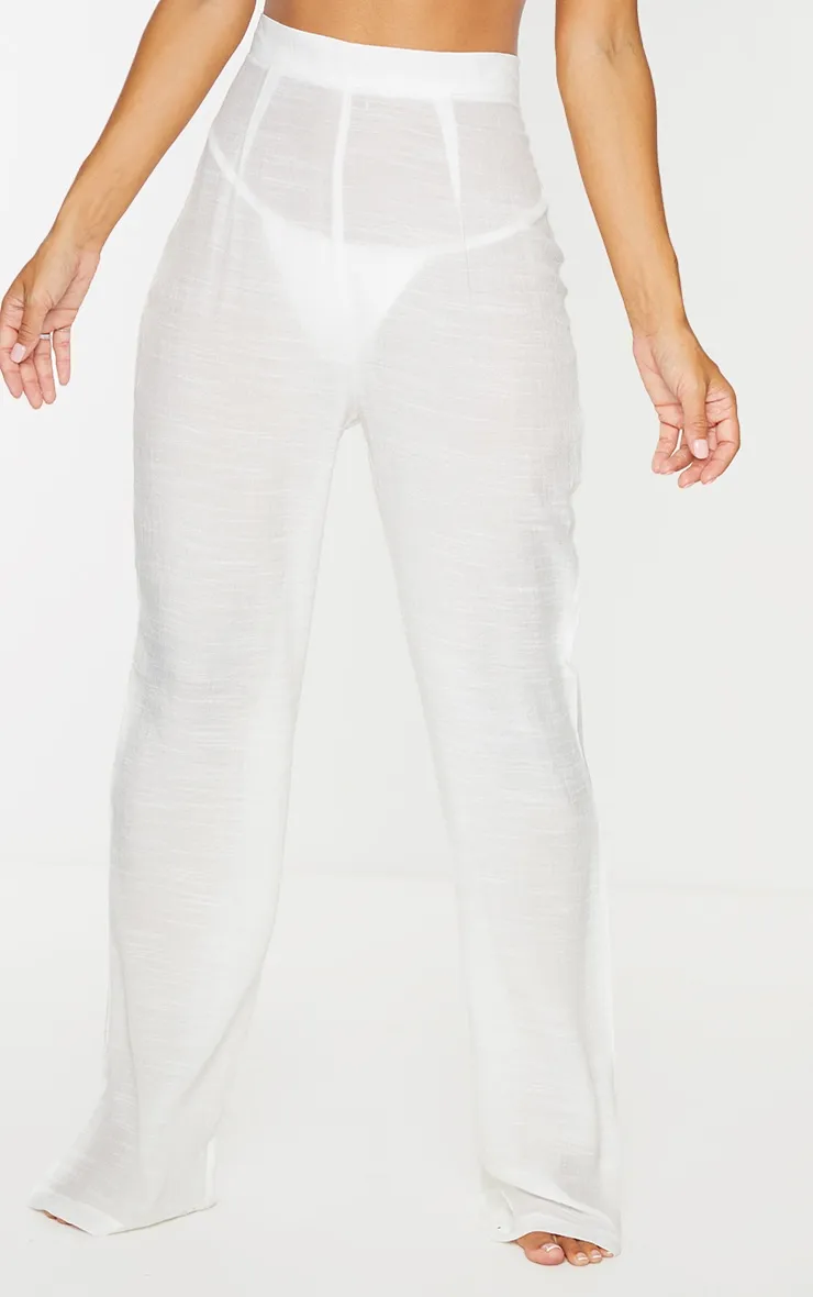 Pantalon de plage blanc effet lin