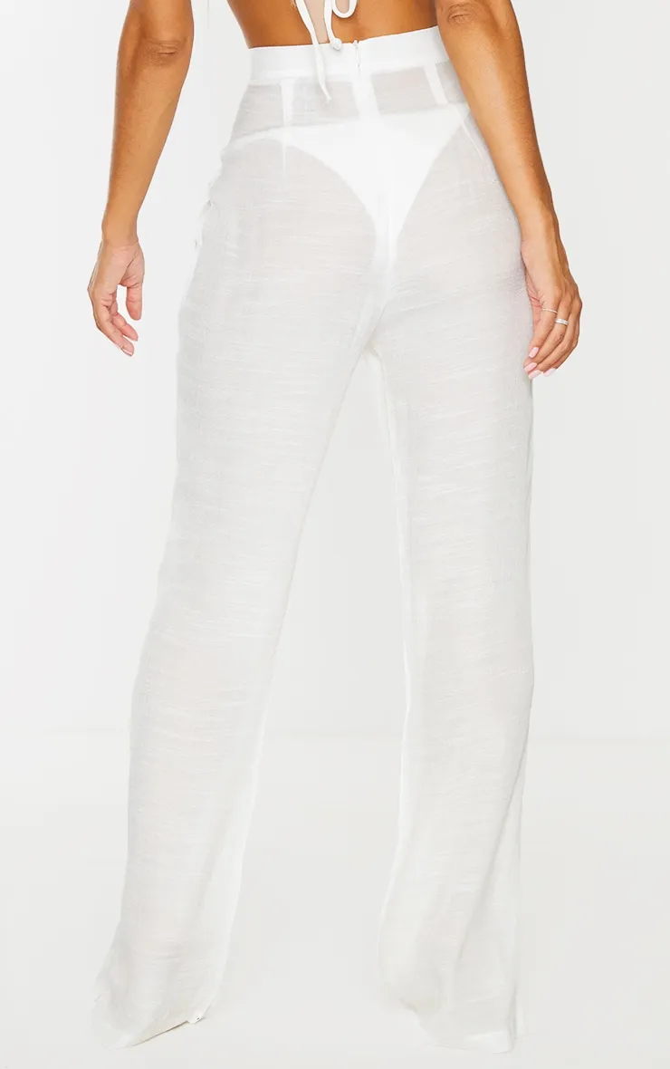 Pantalon de plage blanc effet lin