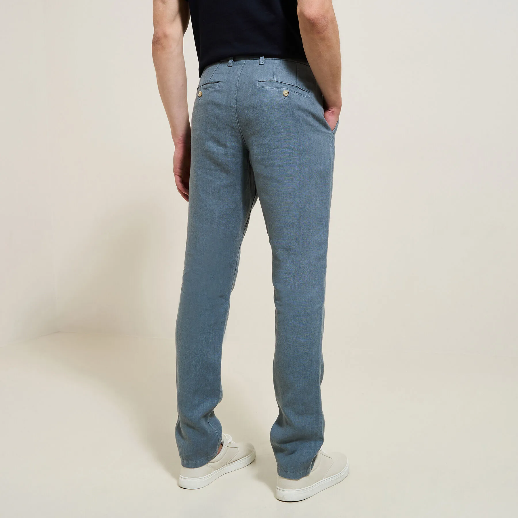 Pantalon en lin droit Bleu | Jules