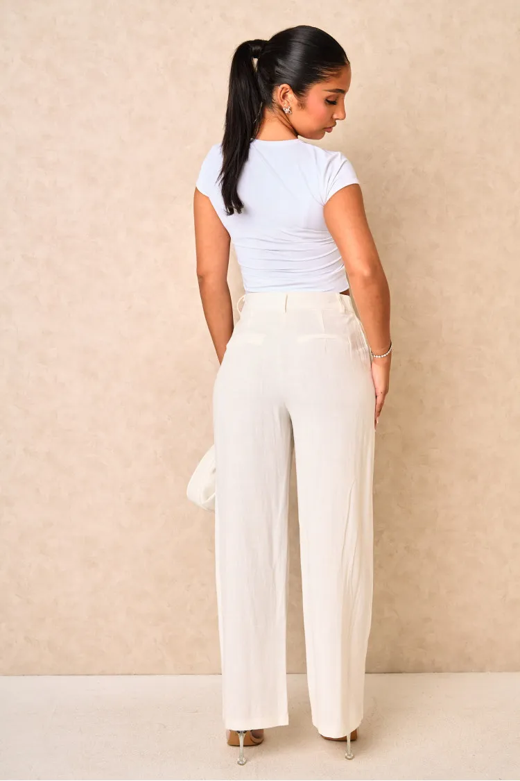 Pantalon en lin fluide blanc