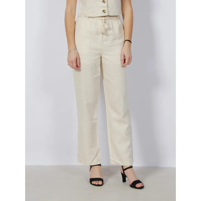 Pantalon en lin large milo beige femme - Vero Moda | wimod