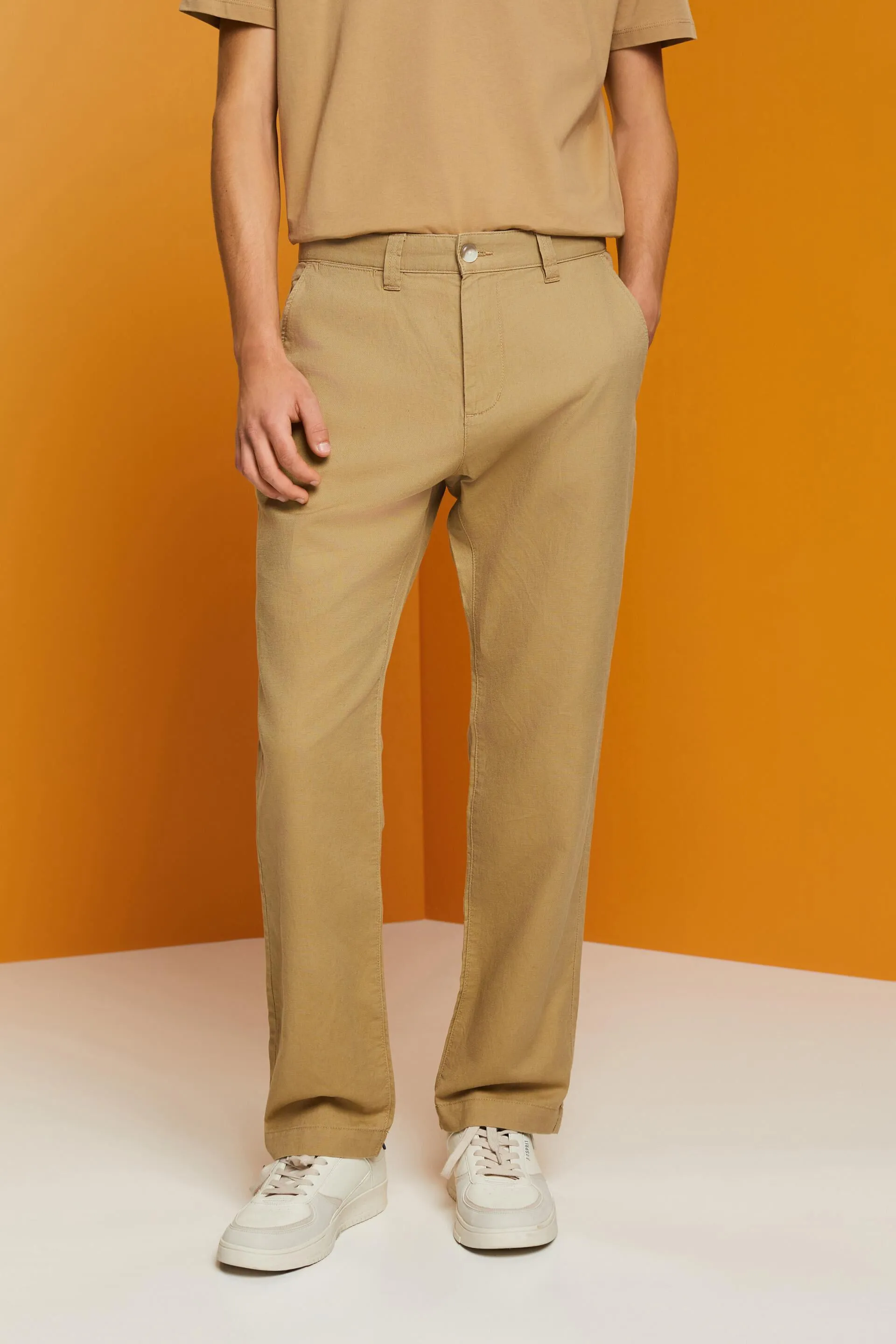 Pantalon en mélange de coton et de lin