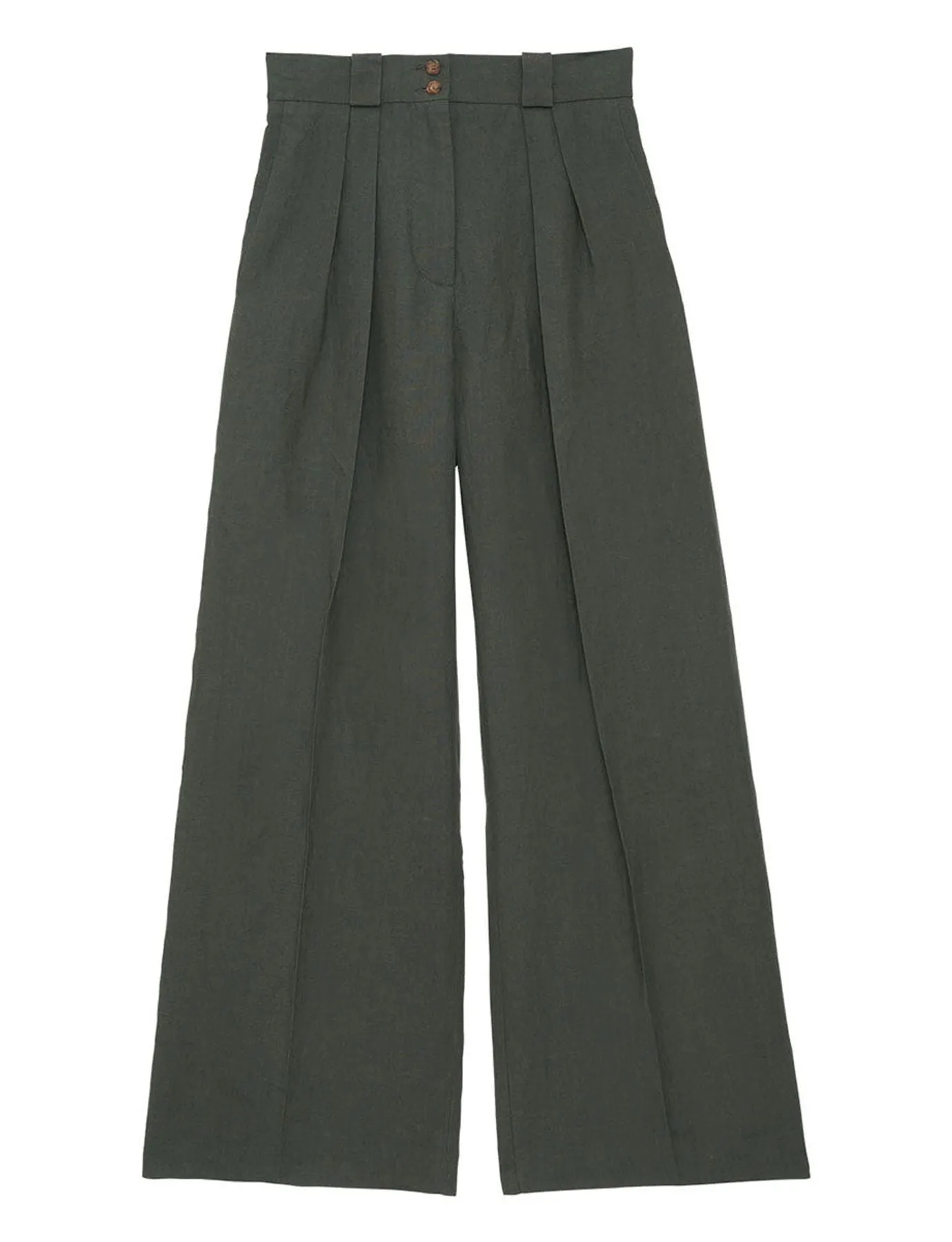 Pantalon Marlène en lin vert foncé