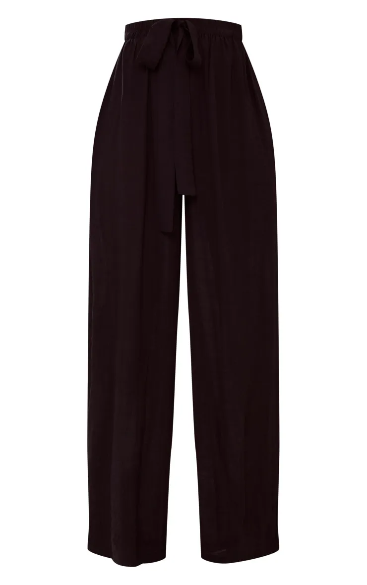 Pantalon palazzo noir effet lin