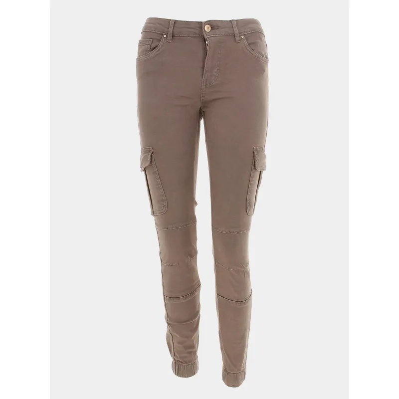 Pantalon rayé lin dola beige femme - Only | wimod