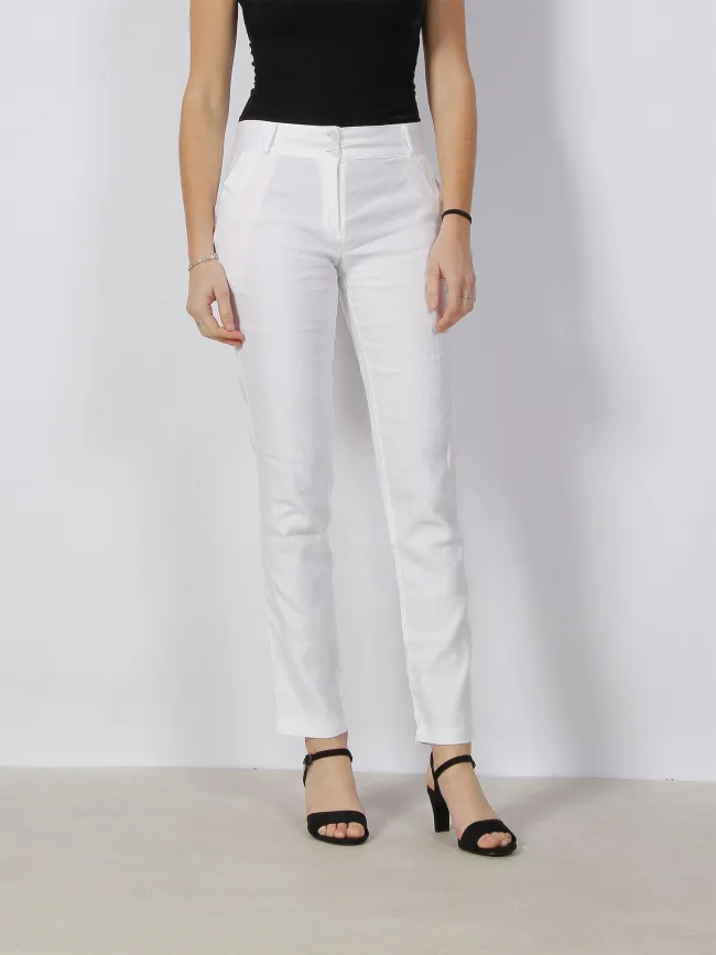 Pantalon slim christina city lin blanc femme - Hbt | wimod