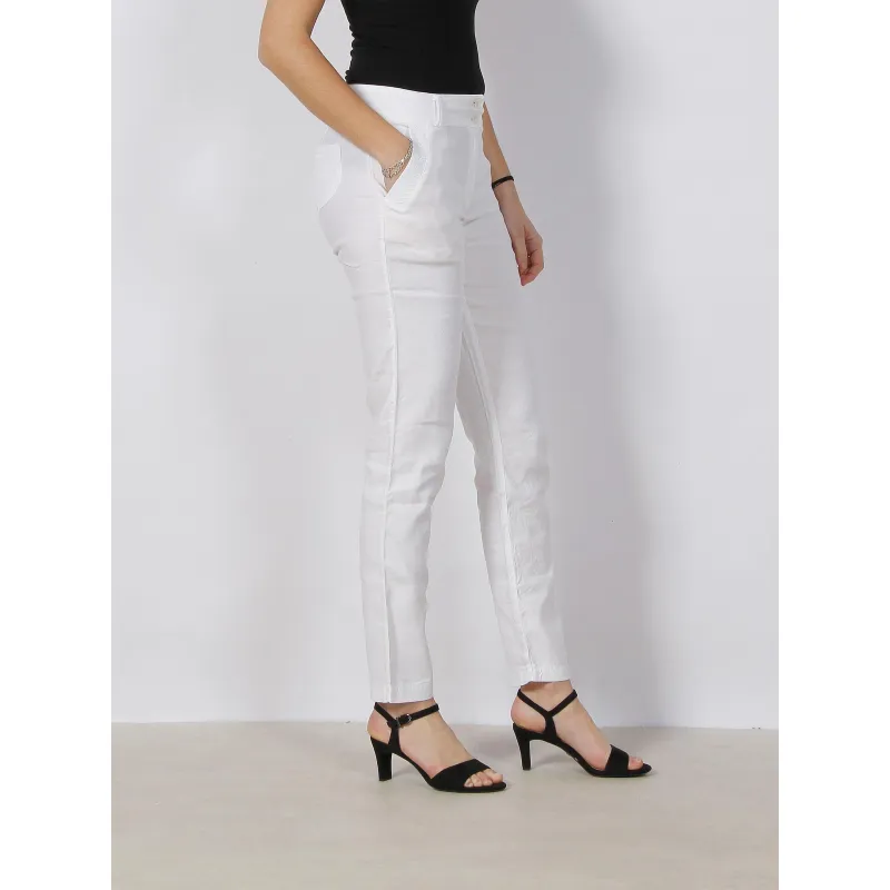 Pantalon slim christina city lin blanc femme - Hbt | wimod