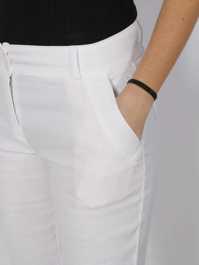 Pantalon slim christina city lin blanc femme - Hbt | wimod