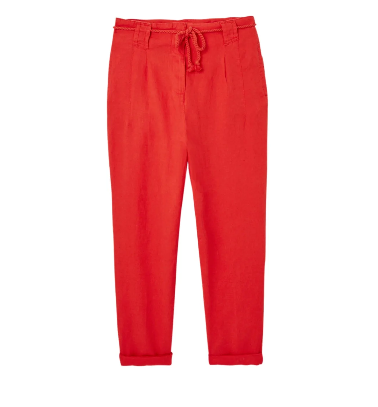 Pantalon taille haute en lin - Orange