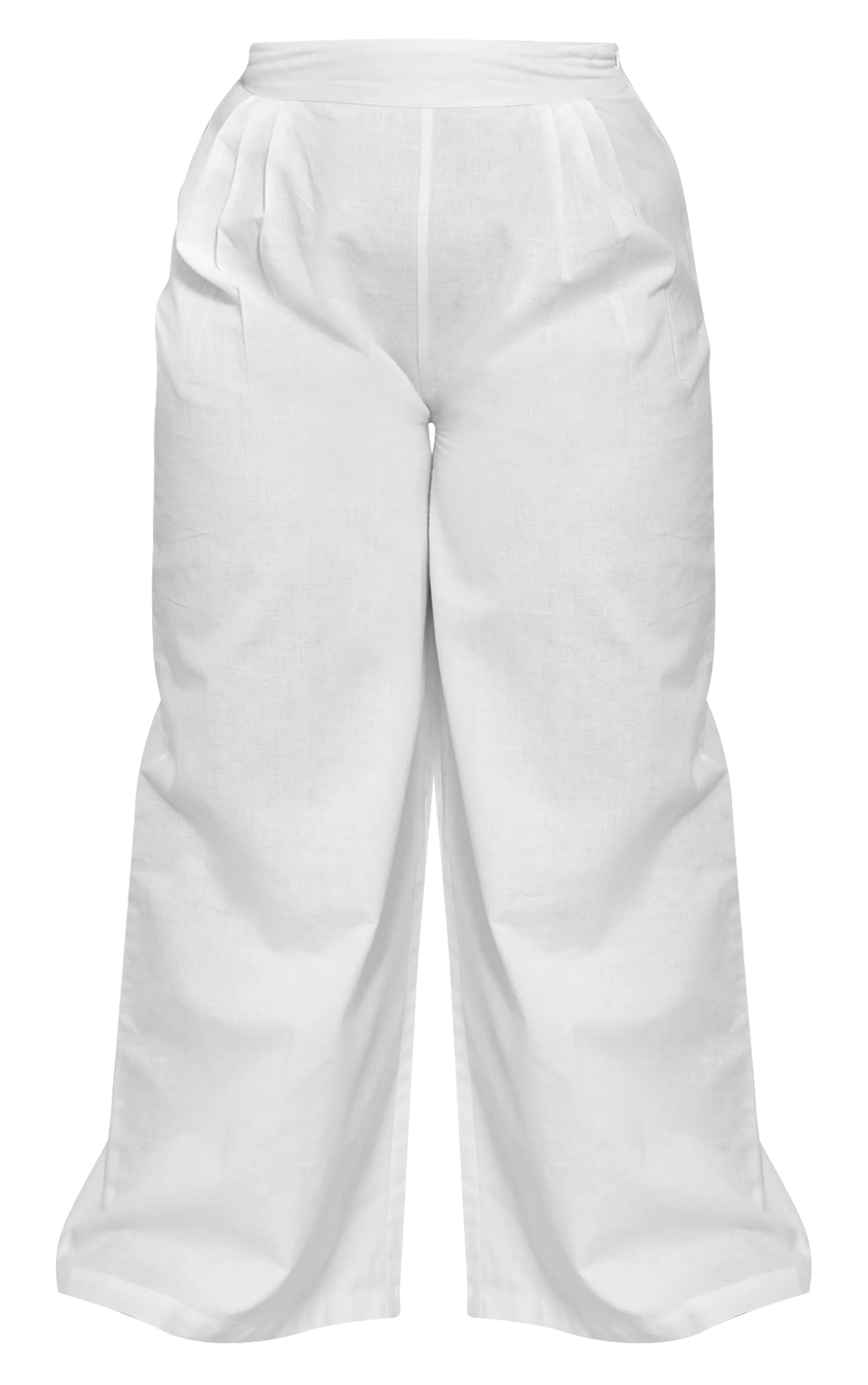 Plus Pantalon large effet lin blanc