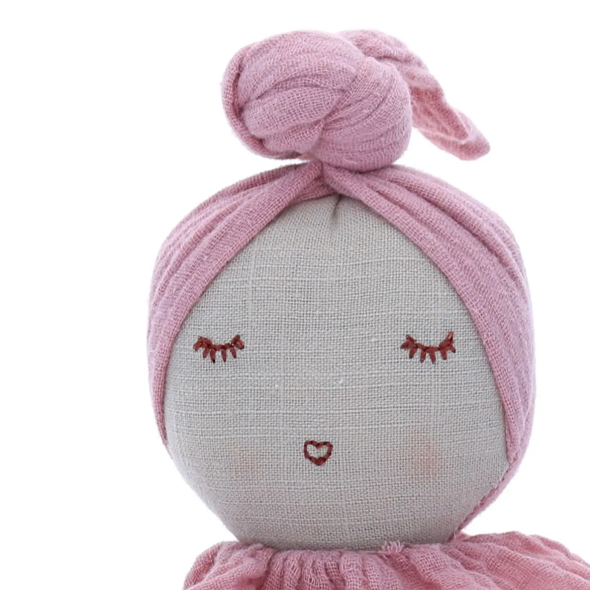 Poupée hochet culbuto chignon rose pâle Frisette - Le petit Souk