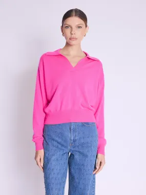 Pull AMYPOLO | Pull rose col polo en cachemire