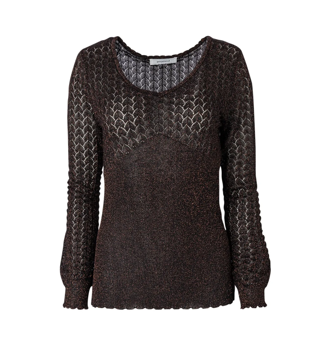 Pull maille dentelle pailletée - Noir