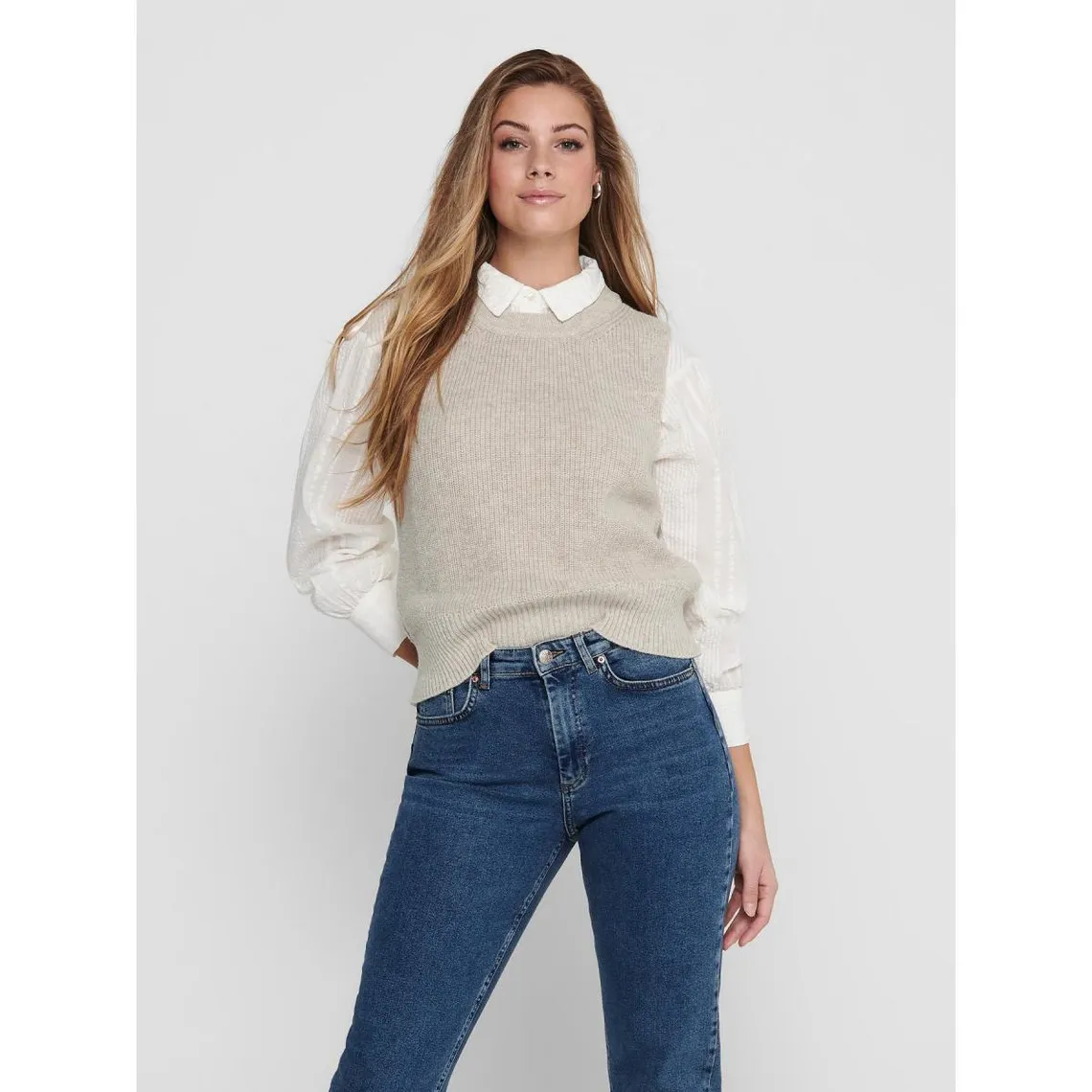 Pull sans manches beige | 3 Suisses