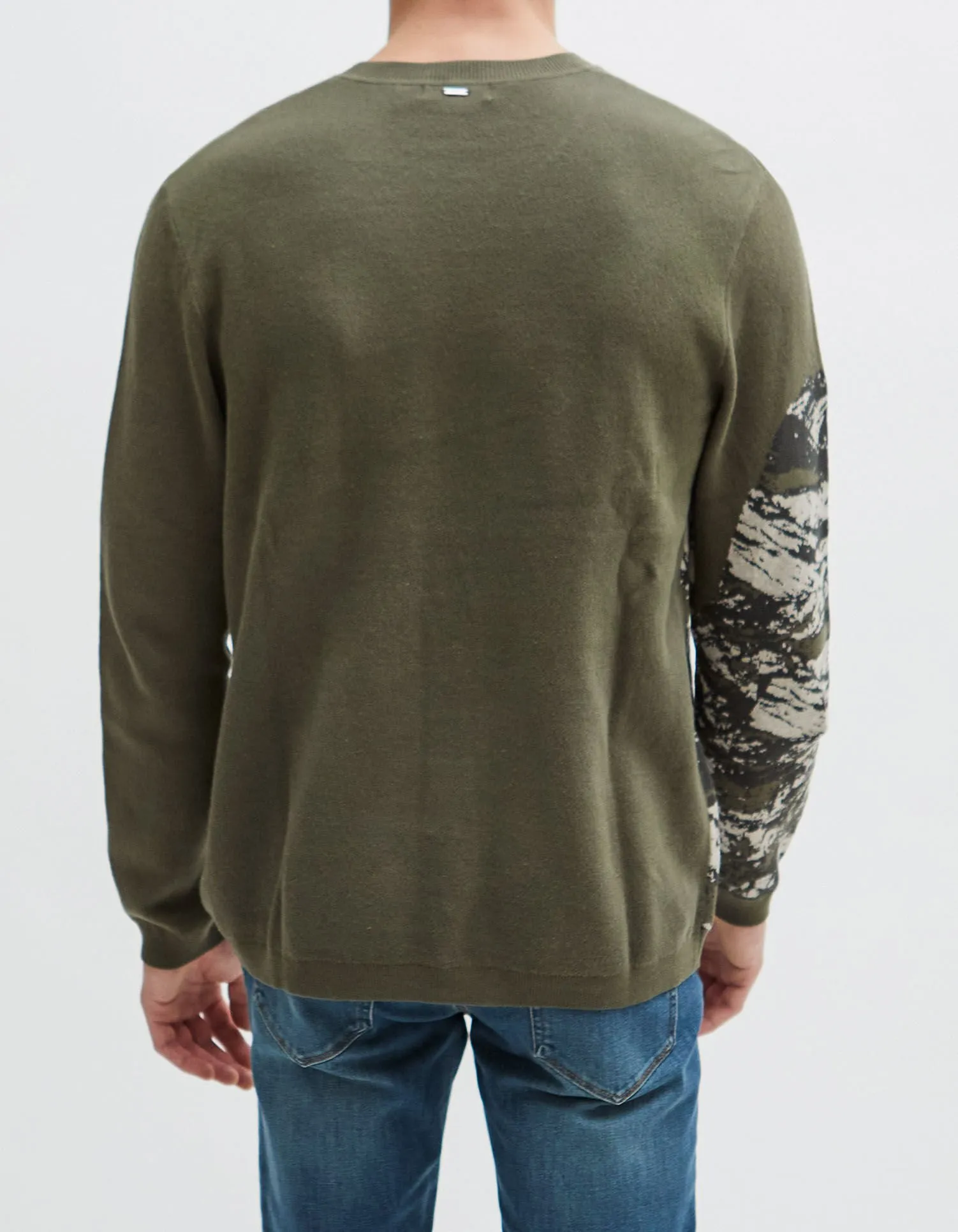 Pull sauge tricot visuel montagne Homme