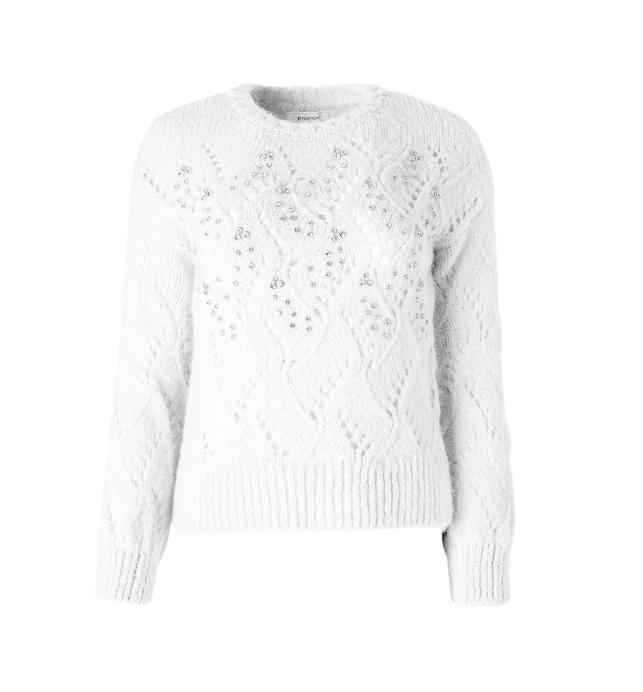 Pull torsadé à strass Femme - Ecru