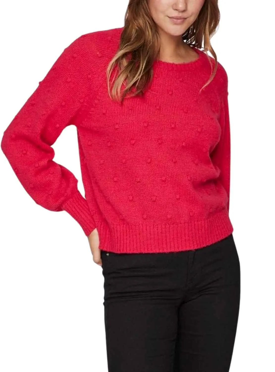 Pull Vila Vituli Rouge pour Femme