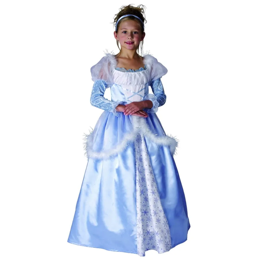 Robe bleue de princesse pour enfant avec froufrous