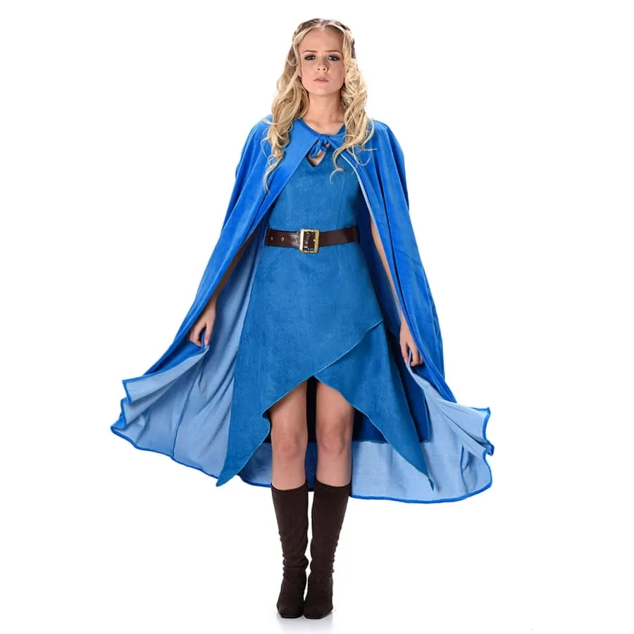 Robe et cape médiévale bleue unie