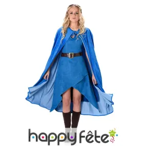 Robe et cape médiévale bleue unie