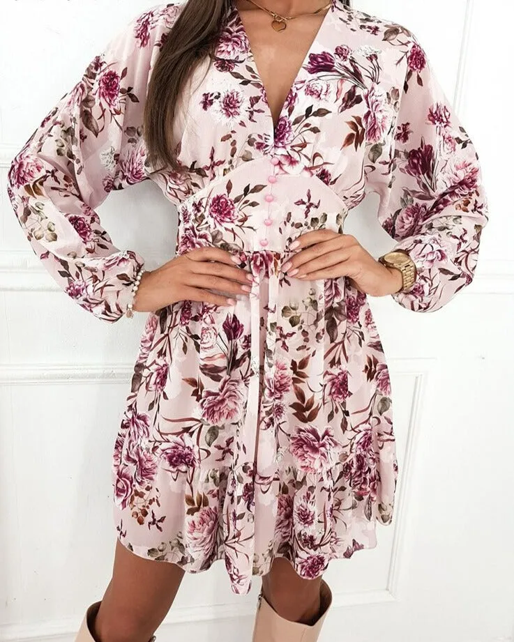 Robe Fleurie Vintage Rose Femme