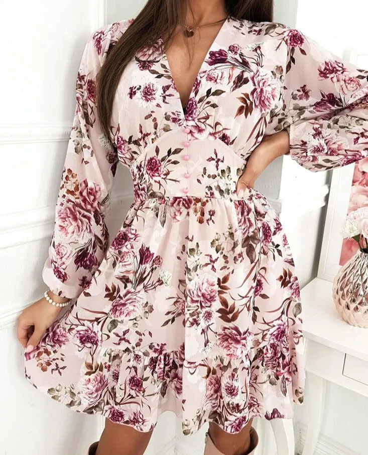 Robe Fleurie Vintage Rose Femme